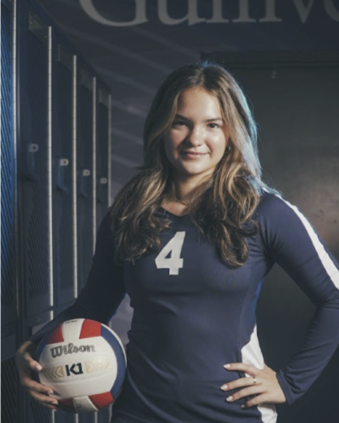 Carolina Alfonso poses for a picture during media day. Alfonso has played for the Gulliver Varsity Volleyball team since her junior year. Alfonso says that she feels like she clicked with the team instantly. Alfonso loves the team dynamic and says it reflects their performance on the court.